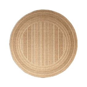 Tapis d'extérieur en jute rond - Mavi Stripes Crème/Marron - sfeer