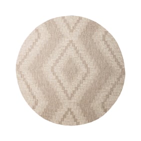 Tapis d'extérieur en jute rond - Atlas Diamond Marron/Crème - sfeer