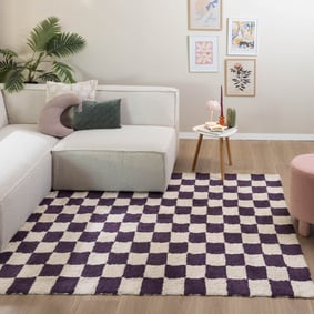 Tapis rétro - Gambit Violet/Blanc