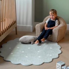 Tapis rond lavable - Cloudy Dots Menthe