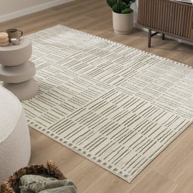 Tapis moderne intérieur et extérieur - Yune Lines Crème/Vert
