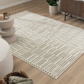 Tapis scandinave - Yune Lines Crème/Vert