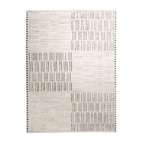 Tapis moderne intérieur et extérieur - Yune Lines Crème/Noir - product