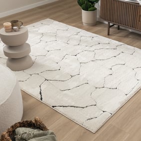 Tapis scandinave - Yune Stone Crème/Noir
