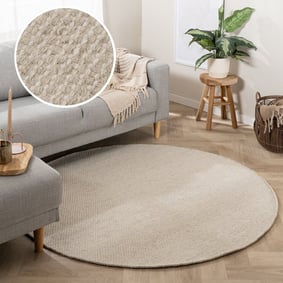 Tapis en laine rond - Bliss Crème/Blanc