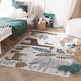 Tapis pour enfants lavable - Mace Animals Crème