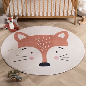 Tapis rond lavable pour enfant - Sammy Fox Orange
