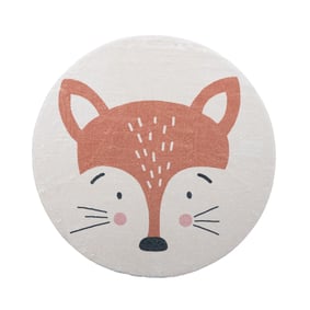 Tapis rond lavable pour enfant - Sammy Fox Orange - sfeer