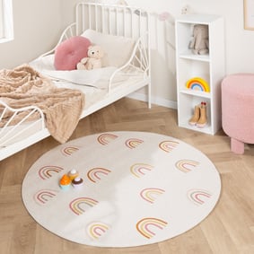 Tapis rond lavable pour enfant - Evi Rainbow Multicolore