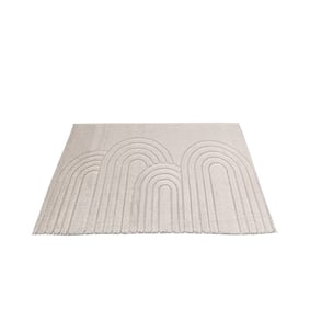Tapis d'extérieur rond à fleurs - Cassie Arches Taupe - product