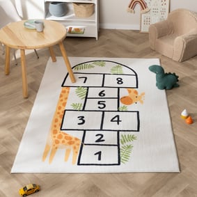Tapis d'extérieur à fleurs - Ruby Giraffe Crème