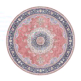 Tapis vintage rond - Lily Medaillon Rouge/Rose - product