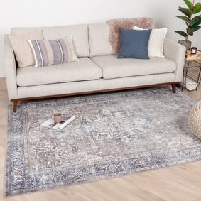 Tapis vintage - Lugan Taupe/Bleu
