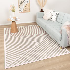 Tapis persan - Nori Lines Blanc/Taupe