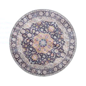Tapis vintage rond - Imagine Medaillon Bleu - product