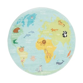 Tapis enfant rond - Globe Bleu Clair - sfeer