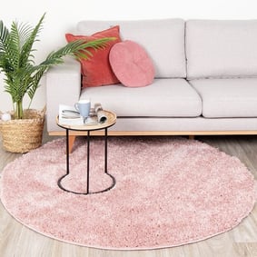 Tapis rond à poils longs - Lofty Rose