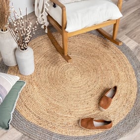 Tapis en jute - Fair Rond Naturel/Gris