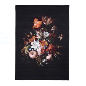 Tapis rond à fleurs - Florine Noir/Orange - product