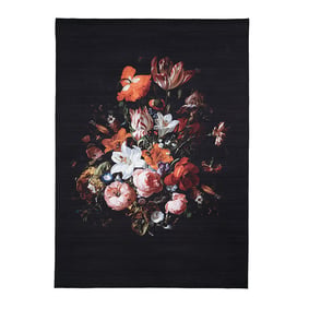 Tapis à fleurs - Florine Noir/Orange - sfeer