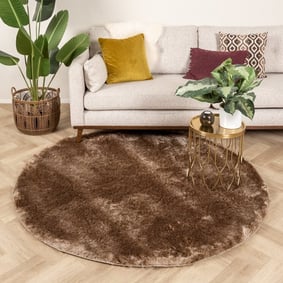 Tapis rond à poils longs - Glorious Taupe