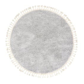 Tapis rond à poils longs - Lofty Fringe Gris Clair - product