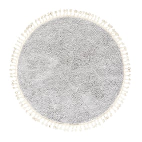 Tapis rond à poils longs - Lofty Fringe Gris Clair - sfeer