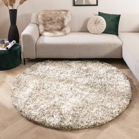 Tapis rond shaggy - Grace Blanc