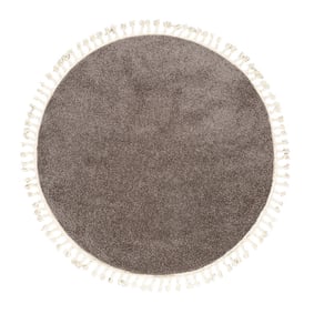 Tapis rond à poils longs - Lofty Fringe Taupe - sfeer