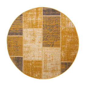 Tapis patchwork rond - Spring Jaune Ocre/Taupe - product
