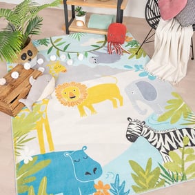Tapis enfant - Jungle Lion Multicolore