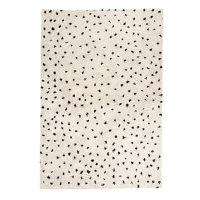 Tapis à poils longs - Grand Dots Crème/Noir - product