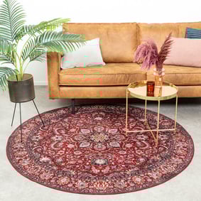 Tapis vintage rond - Imagine Medaillon Rouge