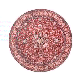 Tapis vintage rond - Imagine Medaillon Rouge - product