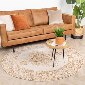 Tapis vintage rond - Spring Ethnic Crème/Terracotta