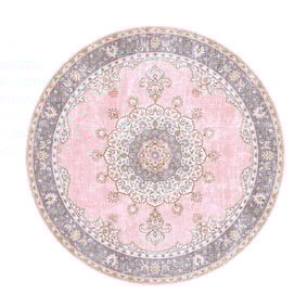 Tapis vintage rond - Lily Medaillon Rose - product