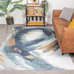 Tapis moderne - Strong Brush Bleu/Jaune