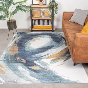 Tapis moderne - Strong Brush Bleu/Jaune