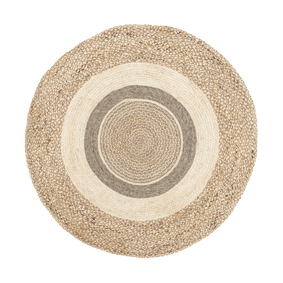 Tapis rond en jute - Mirai Border Blanc/Mélange - sfeer