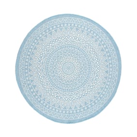 Tapis d'extérieur rond - Summer Azteca Bleu Clair - sfeer