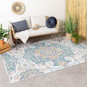 Tapis de balcon - Vedra Medaillon Bleu
