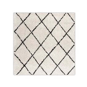 Tapis carré à poils longs - Grand Lines Crème/Noir - sfeer