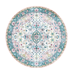 Tapis rond vintage - Lily Oriental Bleu/Rose - sfeer