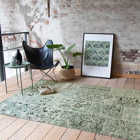 Tapis vintage - Wonder Patchwork Vert/Noir