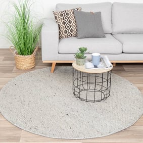 Tapis en laine rond - Feline Gris/Mélangé