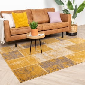 Tapis patchwork - Spring Jaune Ocre/Taupe