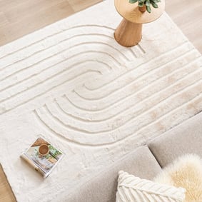 Tapis doux à poils longs - Carvy Curves Crème