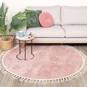 Tapis rond à poils longs - Lofty Fringe Rose
