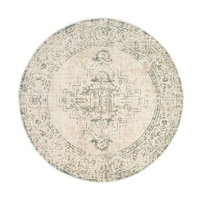 Tapis vintage rond - Spring Ethnic Crème/Vert - product