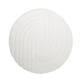 Tapis rond à poils longs - Carvy Curves Crème - product